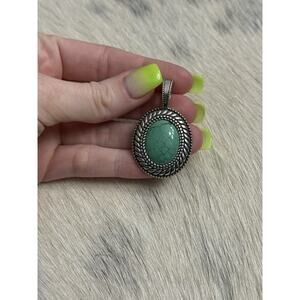 Carolyn Pollack Relios SW Sterling Silver Turquoise Oval Pendant Enhancer Bail